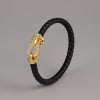 Bracelet femme cuir fermoir manille marin acier