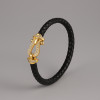 Bracelet femme cuir fermoir manille marin acier