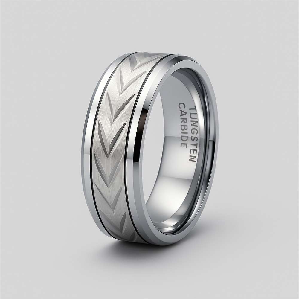 Men's Ring Tungsten Ring Groove Tire Cog Design