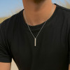 Pendentif personnalise collier couple barre acier serti zirconium a graver