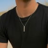 Pendentif personnalise collier couple barre acier serti zirconium a graver