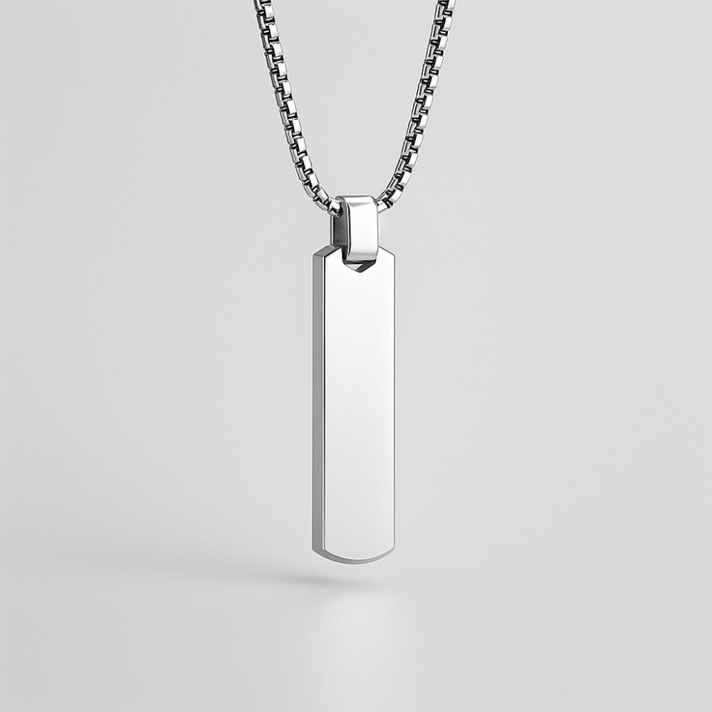 M Pendentif personnalise collier couple barre acier