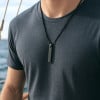 Pendentif personnalise collier couple barre acier