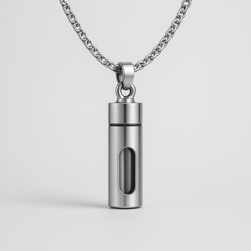 M Pendentif personnalise homme collier Acier bar ecrin secret a graver personnaliser