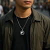 Pendentif personnalise homme tai-chi yin yang harmonie acier