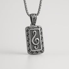 Colgante hombre clave de nota musical acero inoxidable