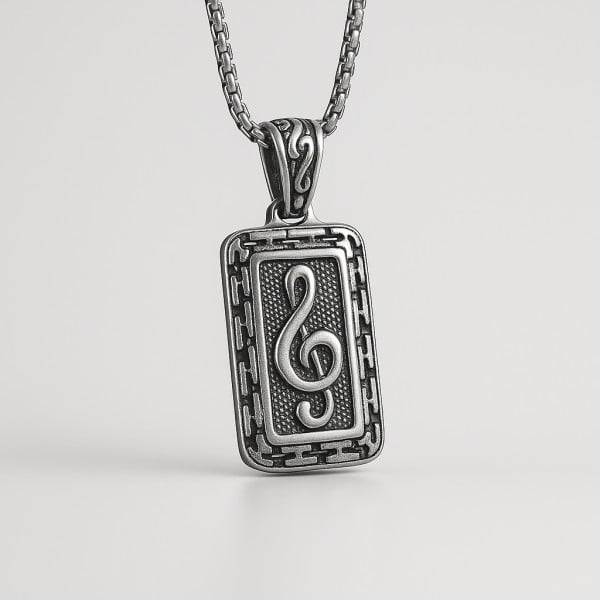 Colgante hombre clave de nota musical acero inoxidable