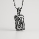 Men's Stainless Steel Clef Music Pendant Necklace