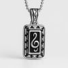 Pendentif homme plaque note de musique clef acier