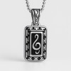 Pendentif homme plaque note de musique clef acier
