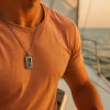 Pendentif homme plaque note de musique clef acier