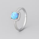 Rhodium Plated Sterling Silver Opal ZIrconia Inlay Ring