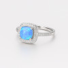 Bague femme argent rhodie opale pavage zirconium
