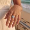 Bague femme argent rhodie opale pavage zirconium