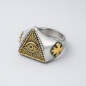 Anello chevalier in argento massiccio con Occhio della Provvidenza