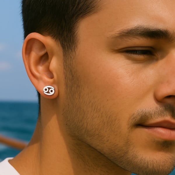 Boucles d'oreilles argent 925 Signes du zodiaque Cancer