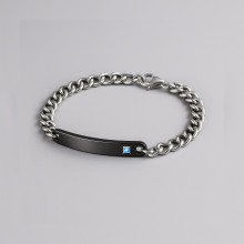 Customizable couple bracelet zirconium steel chain curb