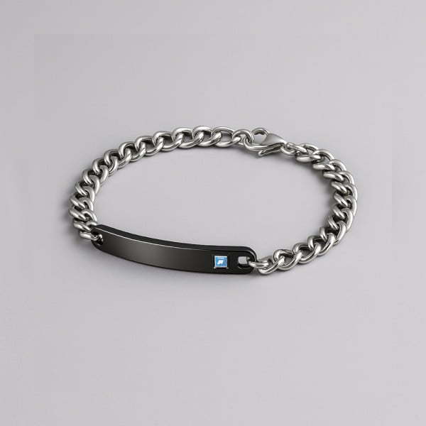 Bracelet couple personnalisable gourmette chaine acier zirconium