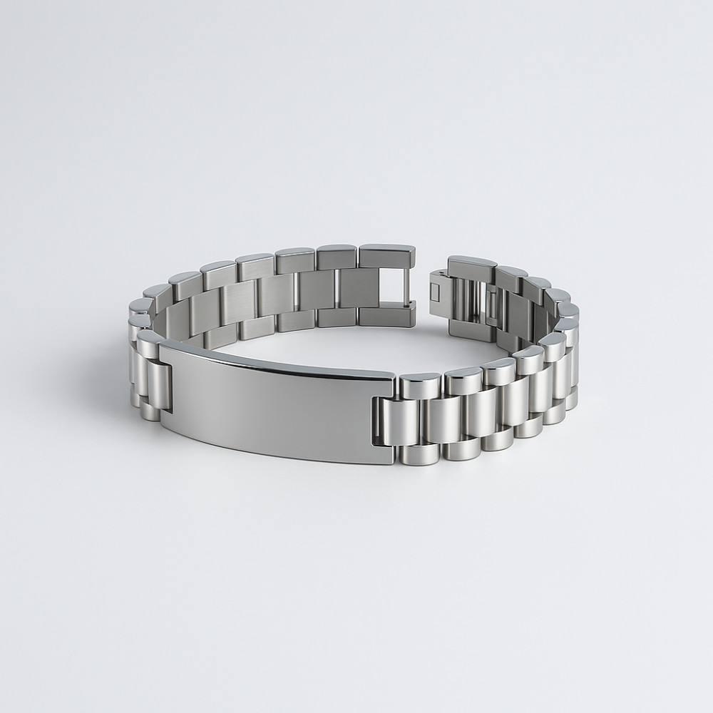 M Bracelet personnalise homme gourmette acier (Dupliqué)
