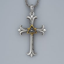 Pendentif homme croix oeil de la providence argent massif