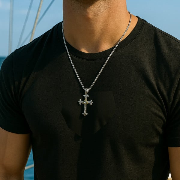 Pendentif homme croix oeil de la providence argent massif