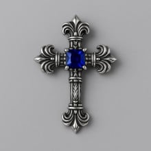 Men's Sterling Silver Celtic Cross Zirconia Inlay Pendant
