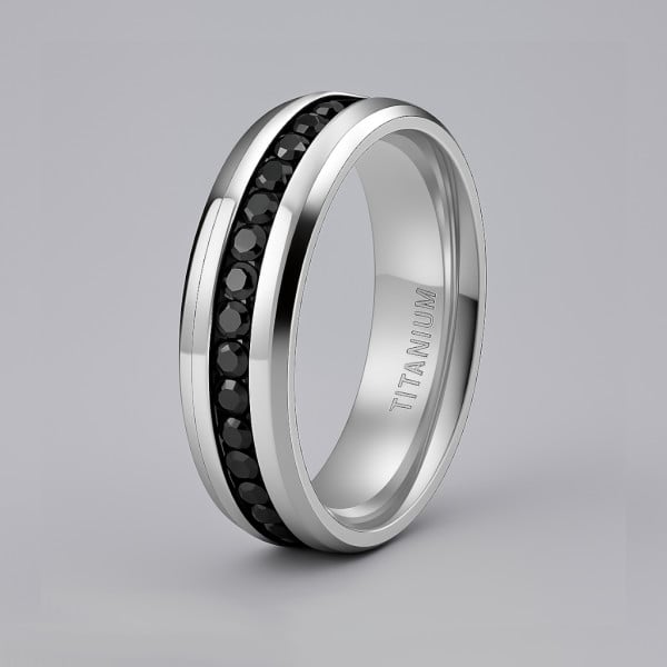 Bague personnalisee titane homme anneau ligne zirconium