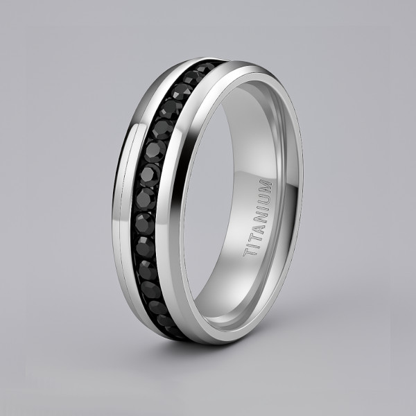Bague personnalisee titane homme anneau ligne zirconium