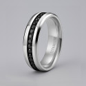 Personalized men's titanium ring with zirconium line ring