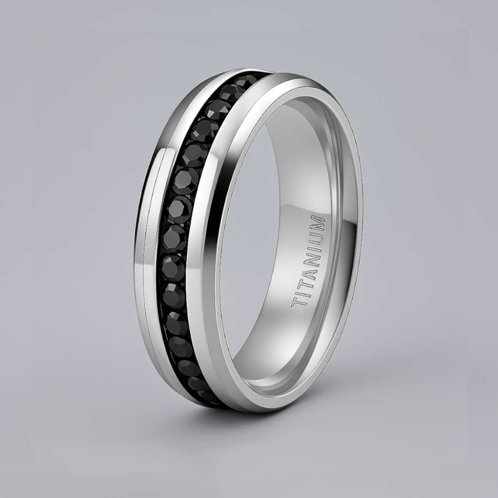 Bague personnalisee titane homme anneau ligne zirconium