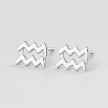 Sterling Silver Stud Earrings Zodiac Aquarius