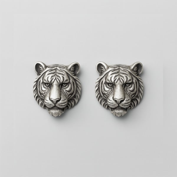 Boucles d'oeilles homme clous tigre argent