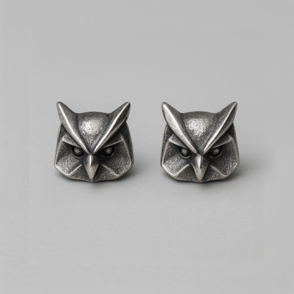 Boucles d'oreilles argent clous hibou