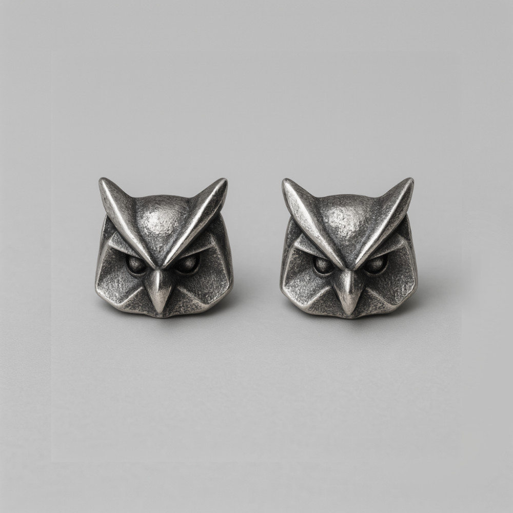 Boucles d'oreilles argent clous hibou