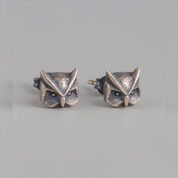 Boucles d'oreilles argent clous hibou