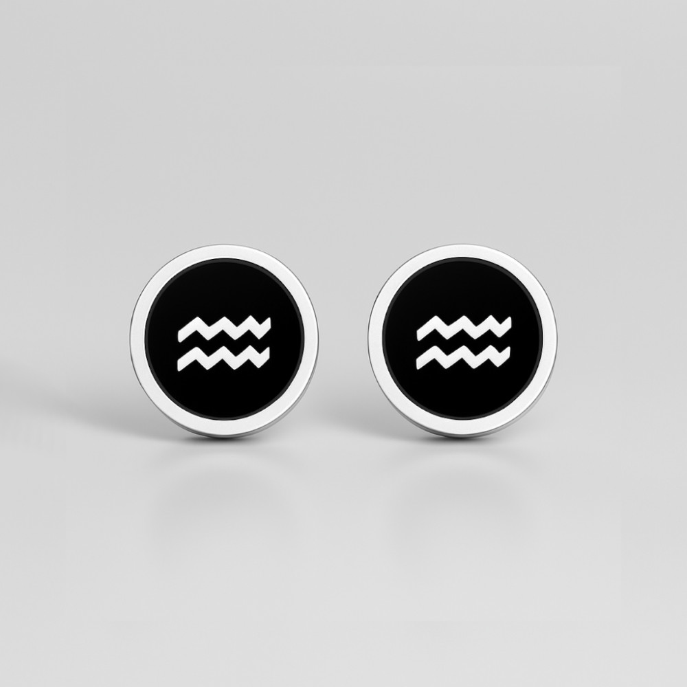 Boucles d'oreilles acier Signes du zodiaque Verseau