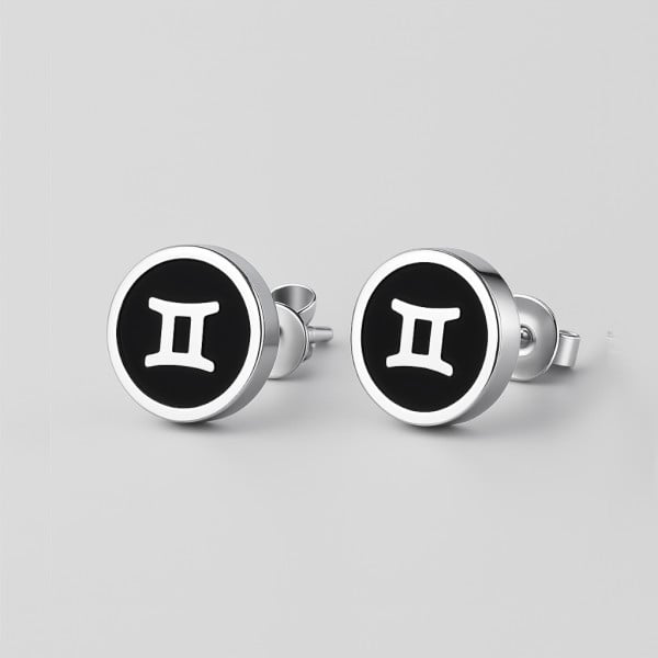 Boucles d'oreilles acier Signes du zodiaque Gémeaux