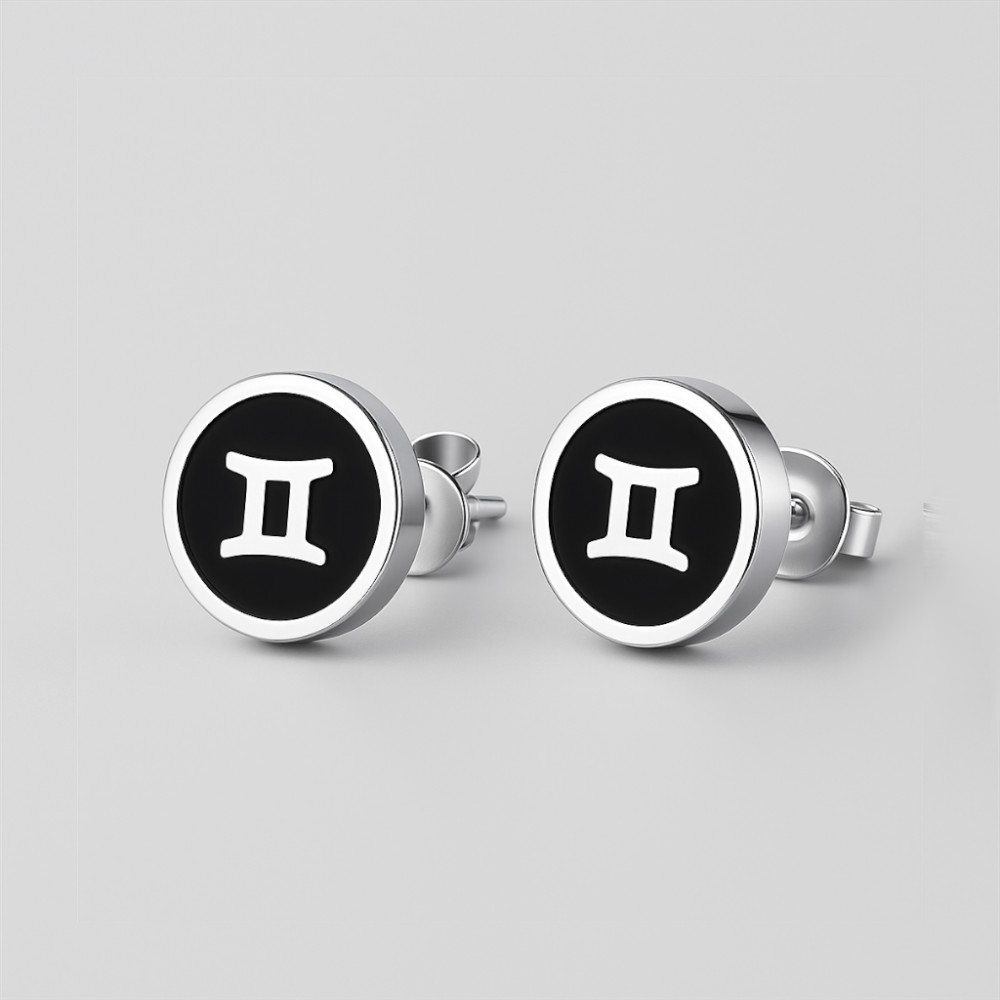 Boucles d'oreilles acier Signes du zodiaque Gémeaux