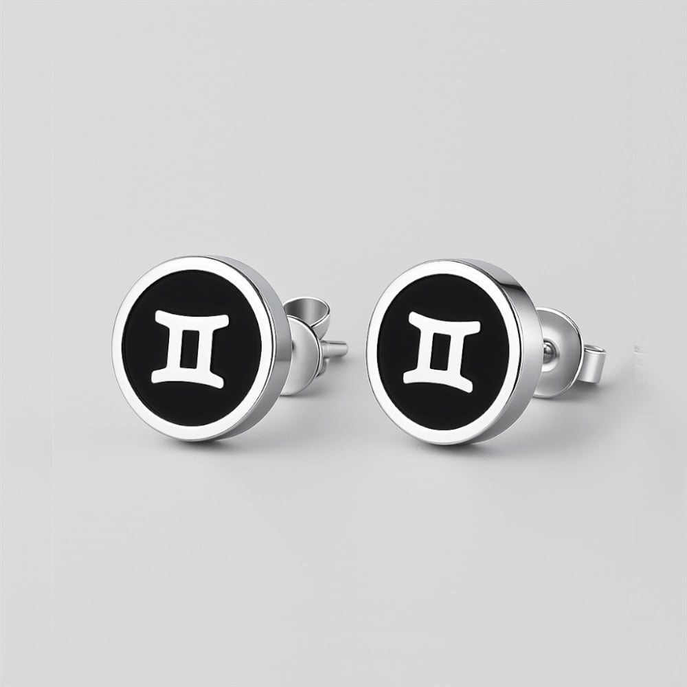 Boucles d'oreilles acier Signes du zodiaque Gémeaux