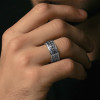 Bague homme argent dome tournant double ligne motif grecque