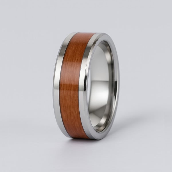 8mm Bague personnalisee homme Tungstene bois laque