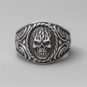 Bague argent chevaliere homme biker tete de mort croix de malte