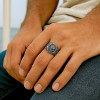 Bague argent chevaliere homme biker tete de mort croix de malte