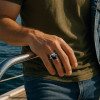 Bague celtique argent ouverte zircon noir