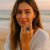 Bague argent ouvert chevalière onyx noir