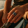 Bague argent ouvert chevalière onyx noir