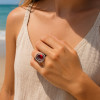 Bague argent ouverte chevalière celtique zirconium rouge
