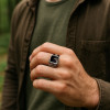Bague celtique argent ouverte zircon noir