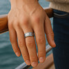 Bague homme anneau tungstene rainure pneu rouage design