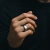 Bague homme anneau tungstene rainure pneu rouage design